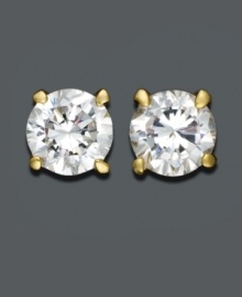 Jewels are a girl's best friend. Treat yourself to a fantastic find with these round-cut cubic zirconia studs (3/4 ct. t.w.). Earrings by B. Brilliant crafted in 18k gold and sterling silver.