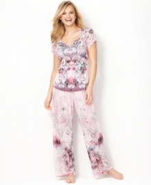 Sweet dreams are all yours. These enchanting pajamas by One World combine comfort and beauty perfectly.