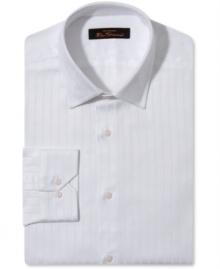 Slim fit. Wide stripes. Bring balance to your work wardrobe with this long-sleeved dress shirt by Ben Sherman.