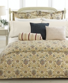 An exceptionally ornate cream-on-cream quilted design enhances this Marrakesh quilt from Lauren by Ralph Lauren. Reverses to solid; 1/2 binding.