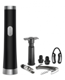 From a wine vacuum pump and 2 reusable specialized stoppers to a sleek automatic wine opener, this 7-piece set from the Platinum Collection has it all!