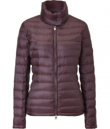 Lightweight and stylish, this quilted down jacket will keep you looking chic from season-to-season - Stand collar with snap detail, front zip closure, zip pockets, all-over quilt detail - Pair with jeans, wide leg trousers, or a mini-dress with ribbed tights