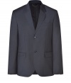 Channel classic sophistication with a modern twist by donning this slim-fit blazer from Marc by Marc Jacobs - Notched lapels, two-button closure, single chest pocket, flap pockets, double back vent, slim fit - Style with a patterned button down, matching pants, and suede ankle boots