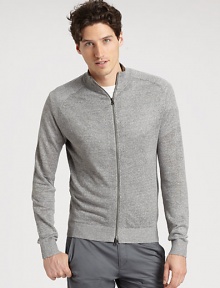 EXCLUSIVELY AT SAKS.COM. Made from lightweight Italian linen, this zip-front sweater is a quintessential layering style.Zipper frontRibbed trimLinenDry cleanImported of Italian fabric