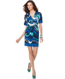 In a bright graphic print, this BCBGMAXAZRIA geometric dress is perfect for a bold desk-to-dinner look!