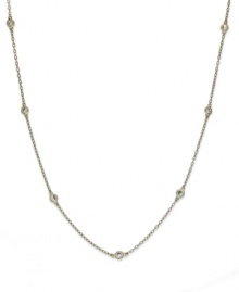 Inch by inch of luminous sparkle. B. Brilliant's delicate necklace features eleven round-cut cubic zirconia stations (1-1/10 ct. t.w.) set in 18k gold over sterling silver. Approximate length: 36 inches.