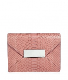 Ultra-stylish blush python clutch - This luxurious clutch is great for day or night - Of-the-moment envelope shaped clutch made of blush hued python - Perfect for cocktail parties or a dressy lunch date