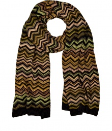 Add luxe style to your everyday essentials with this bold patterned scarf from Missoni - Easy to style length, all-over zigzag pattern - Pair with straight leg jeans, a cashmere pullover, and a modernized parka or slim trench