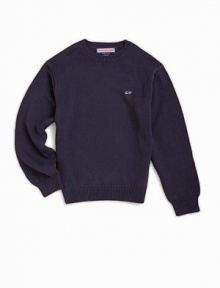 THE LOOKRibbed crewneck Pullover style Long ribbed cuff sleeves Embroidered whale chest logo Ribbed hemTHE MATERIALCottonCARE & ORIGINMachine wash Imported