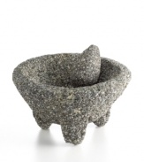 Taste the authentic flavors of fresh guacamole with a molcajete, the traditional Mexican version of mortar and pestle, made from volcanic rock and ideal for grinding, crushing and blending. The natural construction of this molcajete provides the perfect texture for spices, salsas and other ingredients, unleashing unrivaled flavor and freshness. 30-day warranty.