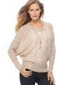 Long dolman sleeves lend this Alfani sweater a slouchy, relaxed look that's perfect for casual everyday style!