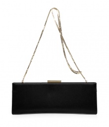 Channel 1960s-inspired chic with this luxe convertible clutch from Salvatore Ferragamo - Long rectangular shape, vintage-inspired frame, multi-chain detailed shoulder strap, snap closure - Perfect for cocktails or a black tie event