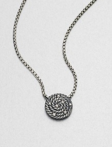 From the Cable Coil Collection. Brilliant diamonds sprinkled over a coiled cable design on a sterling silver box chain. Sterling silverDiamonds, .1 tcwLength, about 17Pendant size, about .55Lobster clasp closureImported 