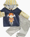 Your little daredevil will be ready for his next adventure in this sporty hoodie and pant set from Kids Headquarters.