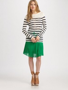 Sailor stripes lend a touch of nautical chic to this featherweight open knit.BoatneckLong sleevesRibbed trimAbout 29 from shoulder to hemCottonDry cleanImportedModel shown is 5'9 (175cm) wearing US size Small.