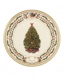 See how they celebrate in Chile with the 2011 Trees Around the World collector's plate from Lenox's collection of holiday dinnerware and dishes. Elaborate detail, from the llamas and grapes in the tree, to the nation's coat of arms, make it a special piece for display year round. With gold-banded edge. Qualifies for Rebate