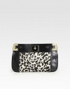 Abstract animal print hair calf and supple leather with goldtone hardware.Detachable chain shoulder strap, 11½ dropTurnlock closureOne inside zip pocketTwo inside open pocketsSatin lining13¼W X 8¼H X ¾DImported