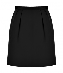 Finish your look on an impossibly feminine note with Tara Jarmons jet black pleated wool skirt, perfect for showcasing breezy tops and statement accessories - Hidden back zip, contrast grosgrain waistline with flat bow detail, full skirt - Style with romantic silk blouses and platform pumps