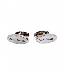 Stylish cufflinks made ​.​.of fine copper and zinc - Elegant silver finish - Oval shape, decorative Paul Smith signature - Classy and cool accessory - Cool as a gift