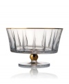 Handcrafted in premium Rogaska crystal, the footed Elmsford bowl shines with the luxe sophistication of Trump Home. Delicate cuts and touches of gold add elegant flair to formal interiors.