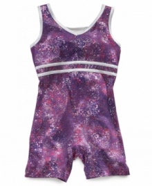 She'll reach for the stars and beyond in her Future Star leotard, made complete with an intergalactic Milky Way print.