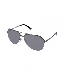 Timeless and modern with their angular frames, Dolce & Gabbanas mirrored aviator sunglasses are an easy way to add an edge of attitude to your outfit - Gunmetal-toned lightweight metal angular half-frames and handles with logo engraving at temples, mirrored charcoal lenses, clear nose-pieces, black earpieces - Lens filter category 3 - Comes with a logo-embossed hard carrying case and drawstring pouch - A cool choice, perfect for wearing with everything from suits and tailored coats to sporty parkas and jeans