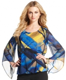 Alfani's bold abstract print and feminine silhouette with easily liven up your work wardrobe.