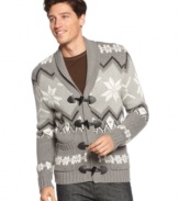 Modernize your classic preppy style with this print shawl-collar cardigan from INC International Concepts.