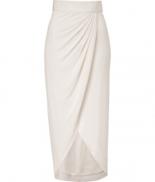 Feminine and flawless, Rachel Zoes draped ecru skirt guarantees a romantic polish to your look - Wrapped front with a self-tie sash, pleated side detail - Softly draped fit - Team with everything from tees and ankle boots to the matching top and evening accessories