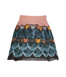 Take on this seasons penchant for prints with Vassilisas cunning fox print silk mini-skirt - Hidden side zip, button closures, pleated - Feminine flared fit - Team with modern knit tops and jet black patent leather flats