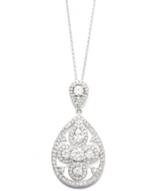 Pendant perfection. Featuring an elegant teardrop silhouette, Eliot Danori's striking pendant necklace is adorned with sparkling crystals and cubic zirconias (1/2 ct. t.w.). Crafted in silver tone mixed metal. Approximate length: 16 inches + 2-inch extender. Approximate drop: 1-1/2 inches.