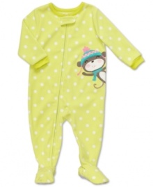 Send her off to dreamland for some fun with pals in this delightful polka-dot footed coverall from Carter's.