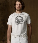 The wear-it-with-anything ease of an essential cotton jersey tee is enhanced with faded vintage-inspired graphics.