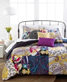 Paisleys, florals and flourishes, oh my! Your sleep space gets a wild new look with this Sunshine Patchwork duvet cover set, featuring an eclectic group of patterns in bright hues for a statement-making look. Pair with our assortment of decorative pillows.