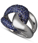 Get all tied up in knots. EFFY Collection's chic cocktail ring features a unique knotted design decorated with round-cut sapphires (2-1/3 ct. t.w.) and set in sterling silver. Size 7.