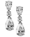 Indulge in the finer elements of style. These gorgeous drop earrings by Givenchy feature sparkling round and pear-cut cubic zirconias (14-5/8 ct. t.w.) set in silver tone mixed metal. Approximate drop: 1-1/2 inches.