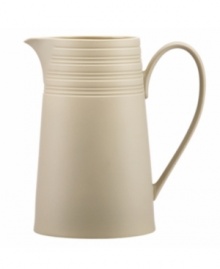 Elegance comes easy with the Fair Harbor large pitcher, perfect for sangria or lemonade. Durable stoneware in a serene sandy hue is half glazed, half matte and totally timeless.