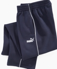 When your kid is on the go, these sweatpants from Puma follow. Easy pull-on loose fit sweatpants perfect to lounge or workout in.