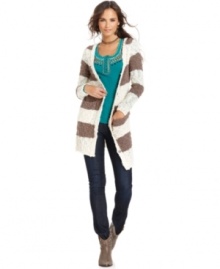 In a nubby striped knit, this Free People cardigan is perfect for layering on-trend texture!