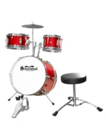 The perfect instrument for a Junior Rock Star who is not quite ready for a full-sized drum set. It delivers great sound and incorporates the same features as a professional drum set. The Tom , Snare, and Bass Drums have adjustable height, angle, and tilt, allowing the set to grow with your child. Made of rugged hardwood shells and sturdy chrome-plated steel hardware, this exceptional product is from Schoenhut, celebrating over 135 years of producing high quality musical instruments.