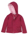 A cozy faux shearling-lined hood adds extra warmth to this Splendid jacket, rendered in a deep pink hue.