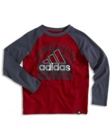 Let's round the bases with this long sleeve t-shirt for little boys by adidas.