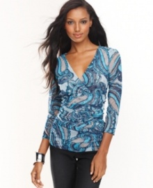 INC's got it all wrapped up with this delightful printed top! The intricate print gives any outfit an exotic air.