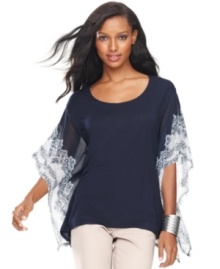 Lend an ethereal feel to your look with INC's poncho top-- dress it up with trousers or down with denim.