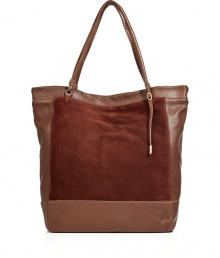 The classic tote goes ultra-luxe with thus suede-and-leather version from See by Chloe - Classic carryall shape, buckle-detailed shoulder straps, front suede panel, supple brown leather, small internal pockets - Perfect for daily use, work, or for stylish travel