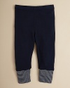 Finished with a banded ministripe cuff, this comfy cotton pant from Splendid Littles brings a sweet, subtle style to your little boy's first wardrobe.