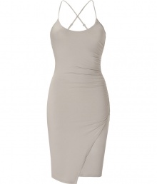 Stylish and sexy, this easy to style dress from James Perse takes your casual look to the next level - Scoop neck, adjustable spaghetti straps, back crisscross strap detail, side drape detail, side slit - Wear with an oversized cardigan and platform sandals