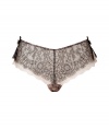 Turn up the heat with these sultry vintage-inspired French briefs from Chantal Thomass - Scalloped rose lace trim, slit sides, black bows, black layered lace overlay - Perfect under virtually any outfit or paired with a matching bra for stylish lounging