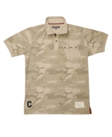 Set your weekend wardrobe to neutral with this cool camo polo shirt from Cavi. (Clearance)