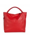 Radiant in red with a streamlined look, See by Chlo?s leather hobo-style tote is a chic way to wear color - Off-center zippered front pocket, slouchy double top handles, inside zippered back wall pocket - Wear with urban-cool separates and luxe leather biker jackets